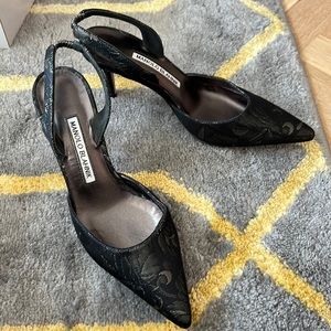 Manolo Blahnik brocade slingback heels